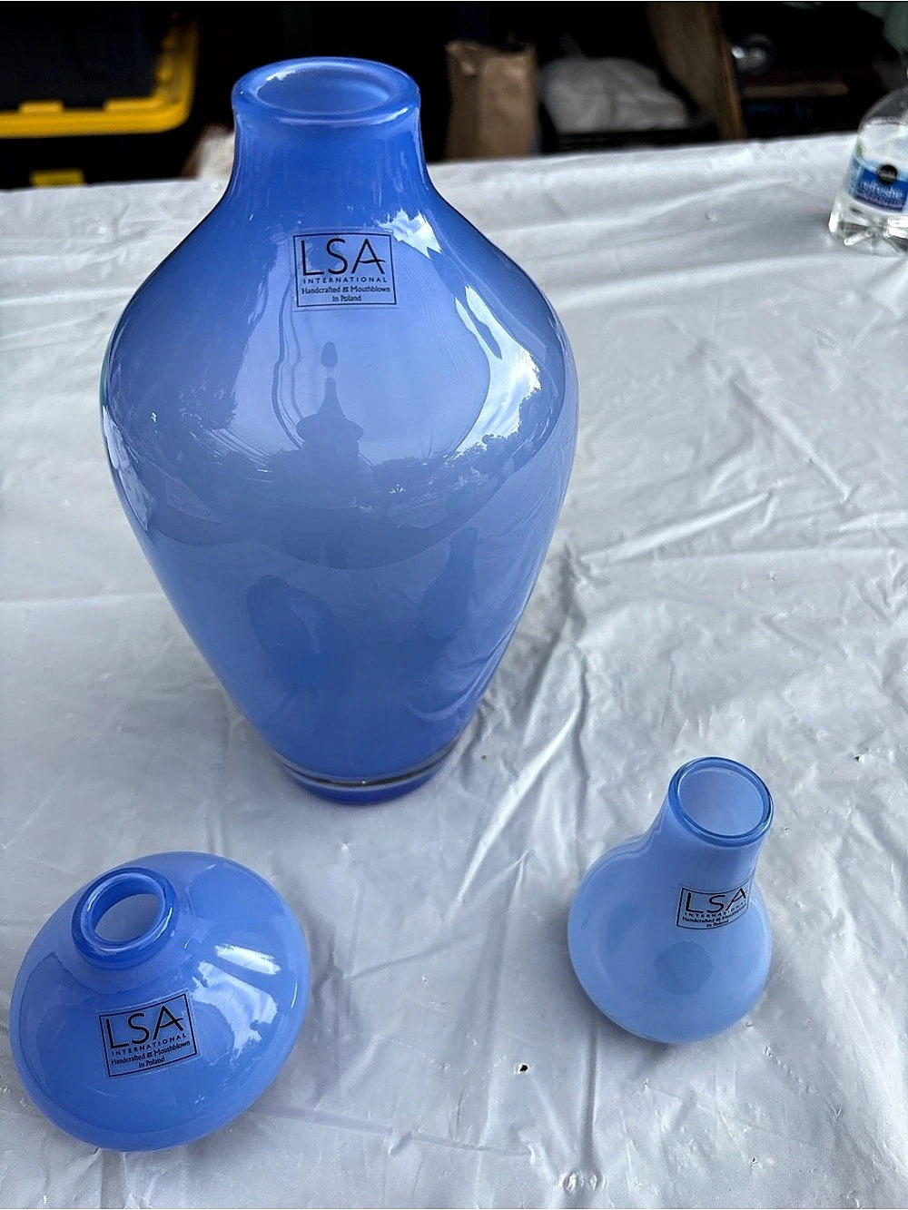 LSA International Glass Accents GP6 Blue Glass Vase Set